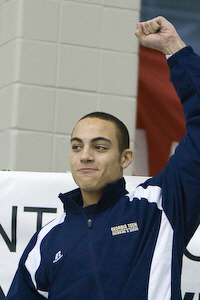 Georgia Tech freshman Nigel Plummer claims gold in the 50 freestyle in 19.54