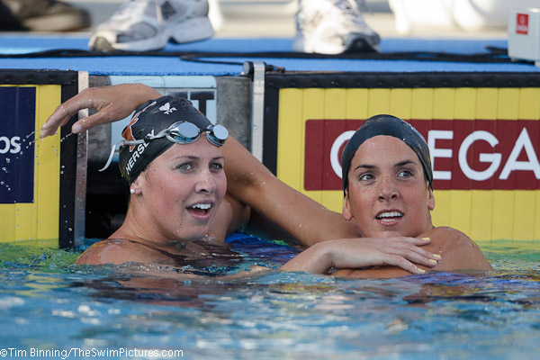 Kathleen Hersey of Swim Atlanta and Teresa Crippen of Germantown Academy go 1-2 in the 200 fjly at the 2010 USA Swimming Nationals