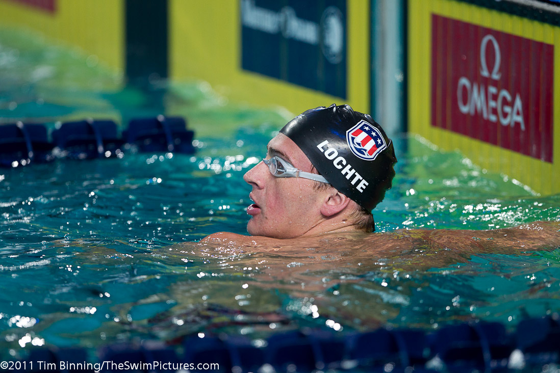 Ryan Lochte of the USA warms up before the start of the final session at the 2011 Mutual of Omaha Duel in the Pool held December 16 and 17, 2011 at Georgia Tech University in Atlanta, Georgia.
