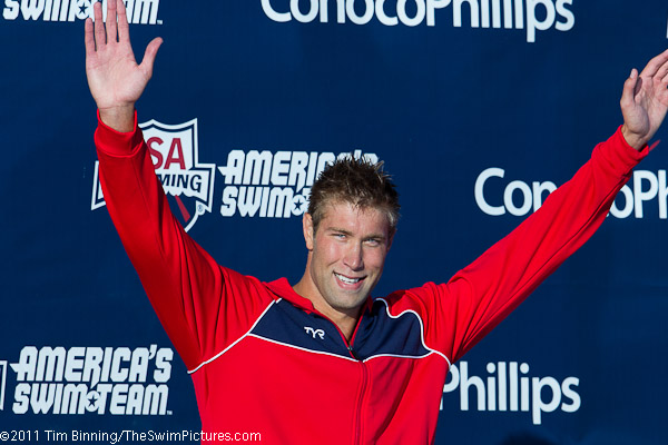 Matt Grevers of Tucson Ford Dealers Aquatics wins the 100 back at the 2011 ConocoPhillips USA Swimming National Championships