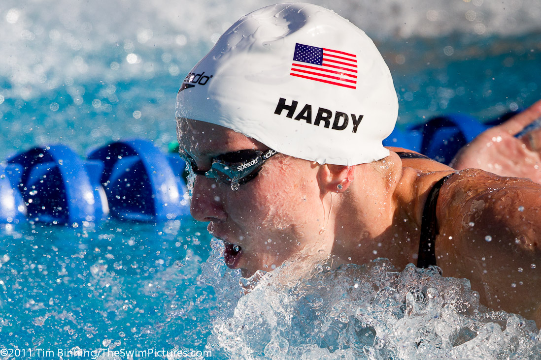 Jessica Hardy of Trojan Swim Club swims the 100 fly B final at the 2011 ConocoPhillips USA Swimming National Championships.