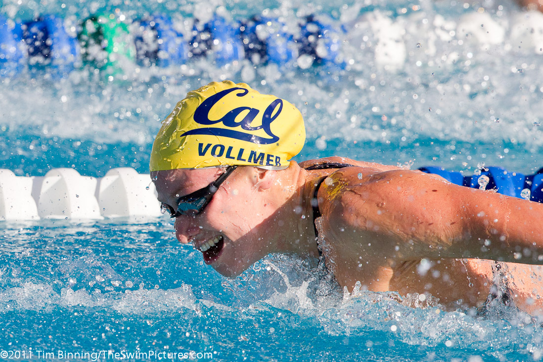 Dana Vollmer of Cal Aquatics swims to victory in the 100 fly championship final in 57.26 at the 2011 ConocoPhillips USA Swimming National Championships.