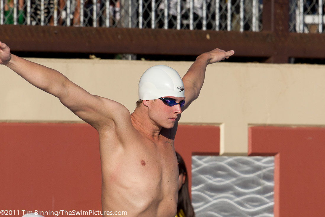 Jackson Wilcox of Longhorn Aquatics prepares for the start of the 400 free championship final at the 2011 ConocoPhillips USA Swimming National Championships.