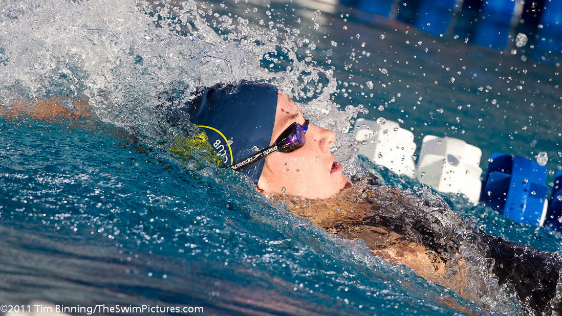 Sarah White of Old Dominion Aquatic Club swims the backstroke leg of the 200 IM C final at the 2011 ConocoPhillips USA Swimming National Championships.