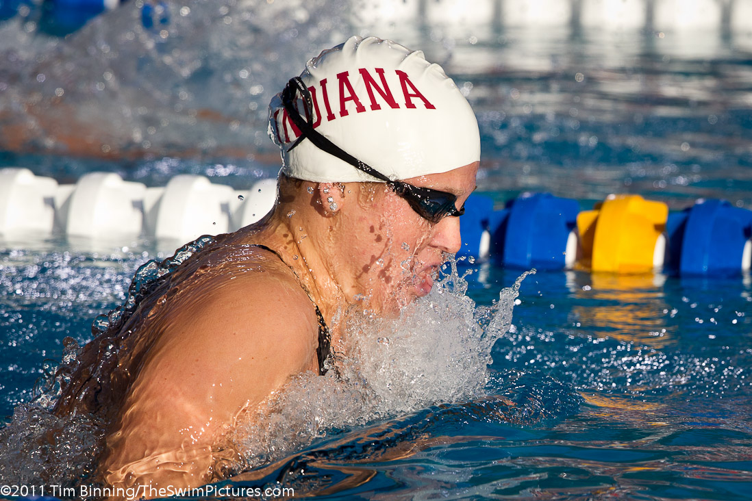 Allysa Vavra of Indiana University swims 2:14.81 on route to a second place finish in the 200 IM B final at the 2011 ConocoPhillips USA Swimming National Championships.