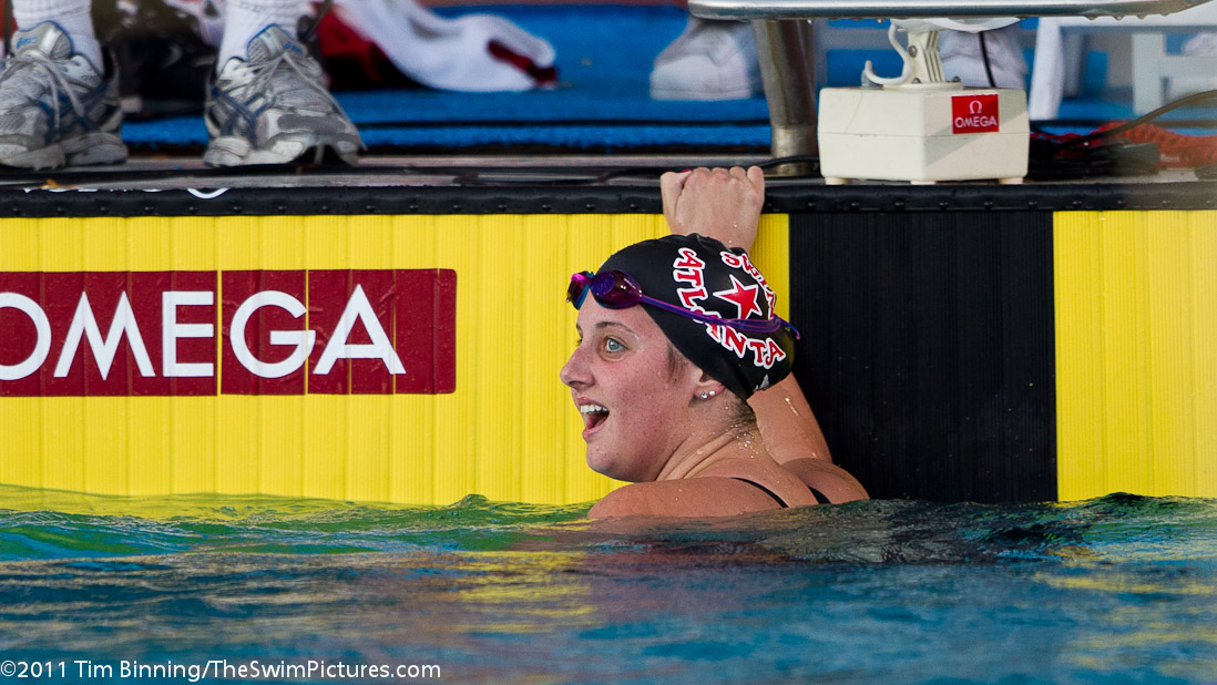 Amber McDermott of SwimAtlanta wins the 400 free B Final in 4:08.93 at the 2011 ConocoPhillips USA Swimming National Championships.