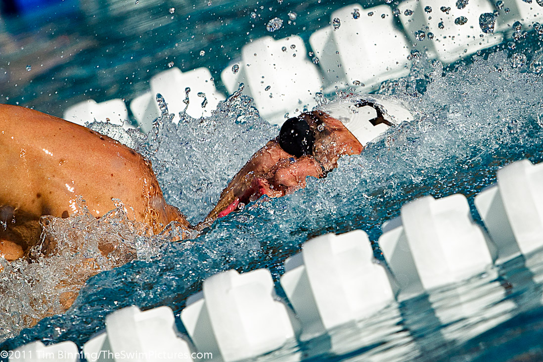 Ricky Bererns of Trojan Swim Club swims the 200 free championship final at the 2011 ConocoPhillips USA Swimming National Championships. Berens placed third in 1:48.32.