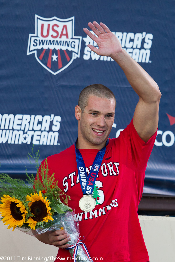 Bobby Bollier of Stanford Swimming wins the 200 fly at the 2011 ConocoPhillips USA Swimming National Championships.