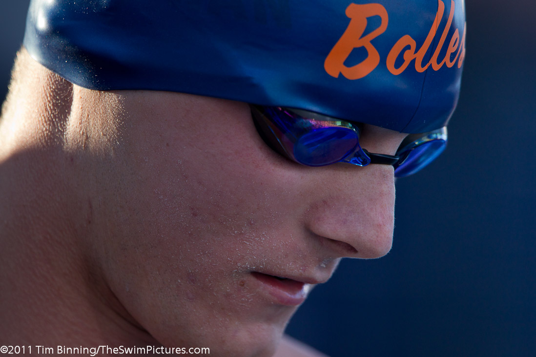 Thomas Gutman of the Bolles School prepares for the start of the 50 free B final at the 2011 ConocoPhillips USA Swimming National Championships.