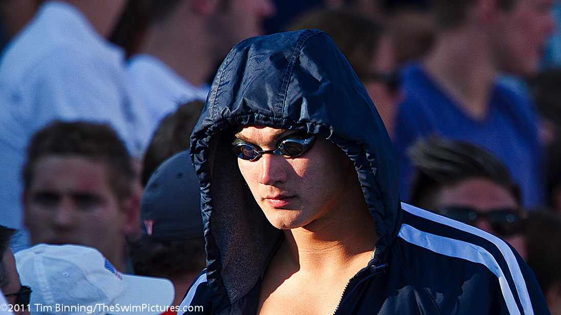 Nathan Adrian of Cal Aquatics in the parade of 50 free championship finalists at the 2011 ConocoPhillips National Championships