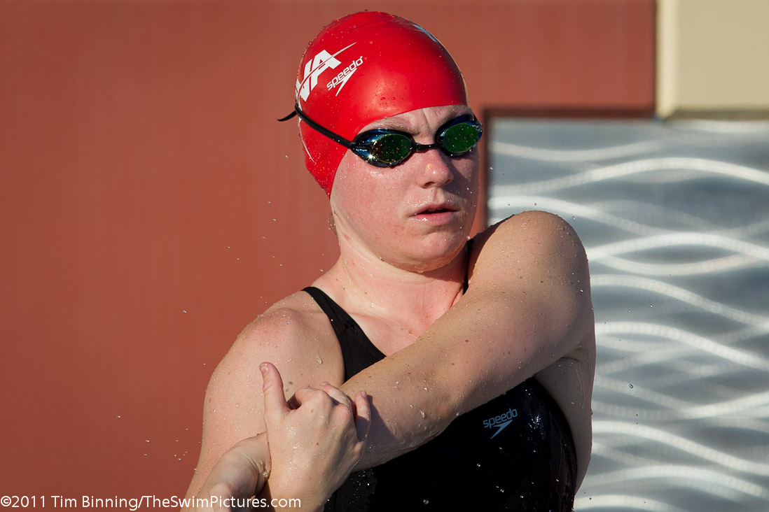 Alison Haulsee of NOVA Virginia prepares for the start of the 200 fly championship final at the 2011 ConocoPhillips USA Swimming National Championships.