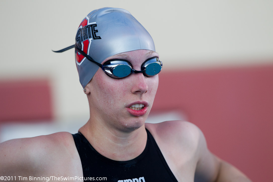 Mary Cruzan of Ohio State University prepares for the start of the 100 back C final at the 2011 ConocoPhillips USA Swimming National Championships.