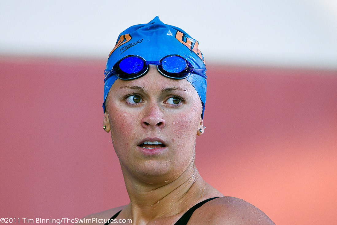 Elizabeth Beisel of Bluefish Swim Club and the University of Florida following her win in the 200 back at the 2011 ConocoPhillips National Championships