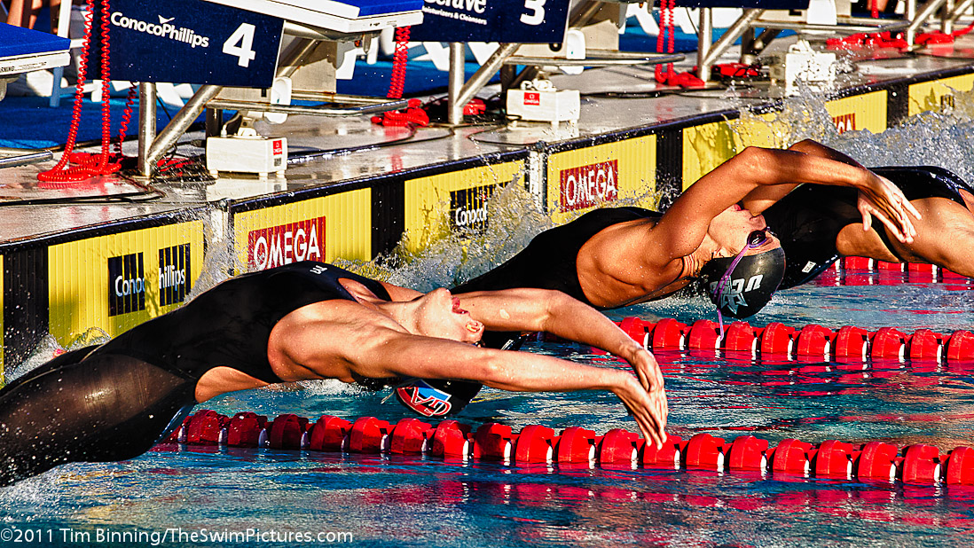Alexandra Henley of UC Sand Diego starts the 200 back C final at the 2011 ConocoPhillips USA Swimming National Championships.