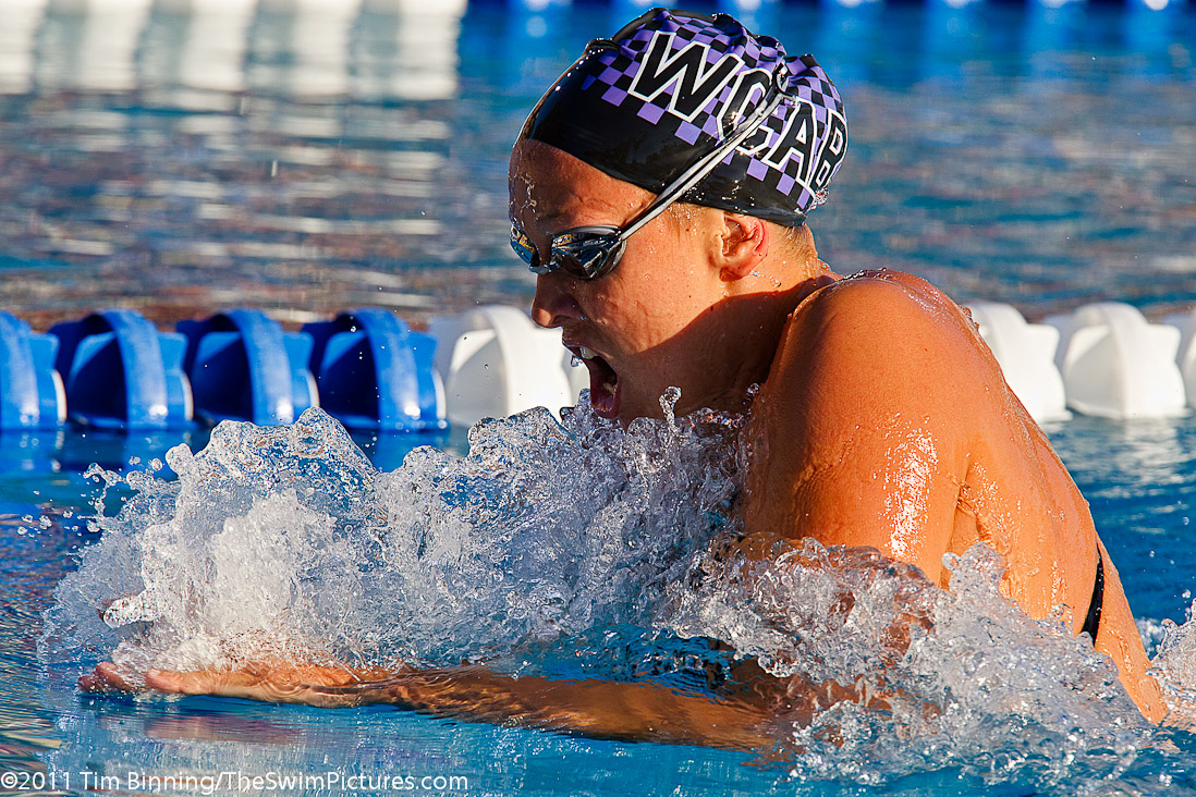 Kasey Carlson of Walnut Creek Aquatics swims the 200 breast C final at the 2011 ConocoPhillips USA Swimming National Championships.