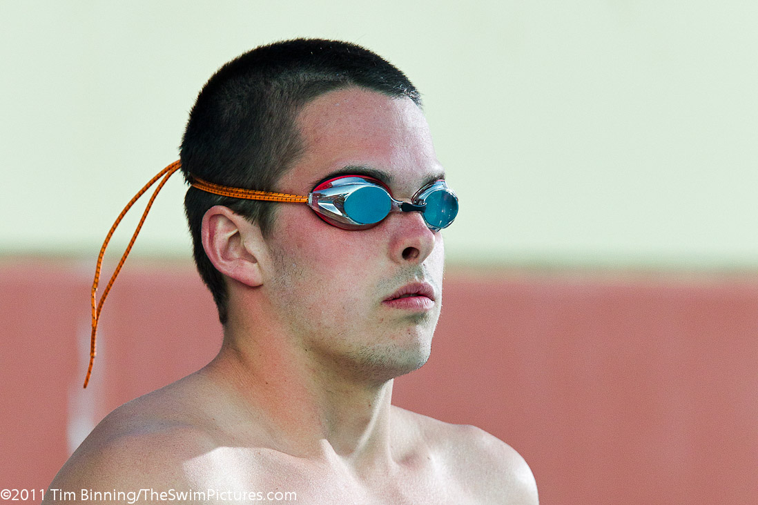Evan Pinion, 16, of Pilot Aquatic Club prepares to start the 1500 free final at the 2011 ConocoPhillips USA Swimming National Championships.