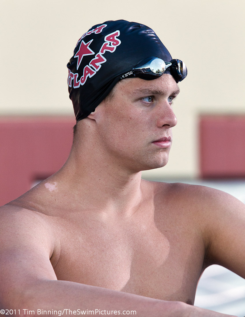 William Freeman of SwimAtlanta before the start of the 1500 free final heat at the 2011 ConocoPhillips USA Swimming National Championships.