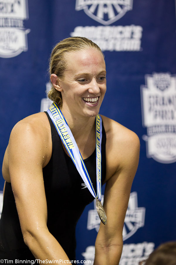 Dana Vollmer of Cal Aquatics wins the 100 fly at the 2011 Charlotte UltraSwim 