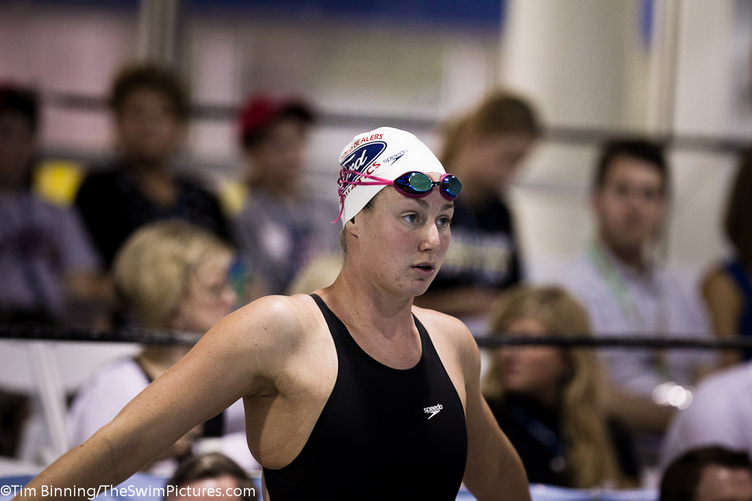 Christine Magnuson of Tucson Ford Dealers Aquatics prior to the start of the 100 butterfly championship final.
