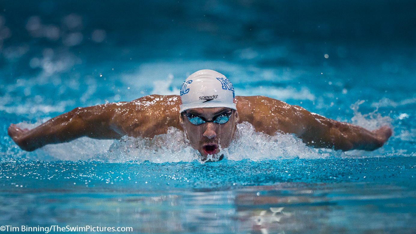 Michael Phelps of North Baltimore Aquatic Club swims the 200 butterfly prelims at the 2011 Charlotte Ultraswim