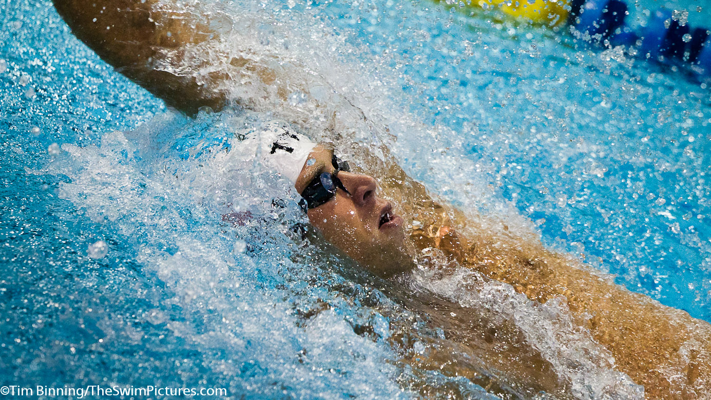 Matt Grevers of Tucson Ford Dealers Aquatics swims the 100 backstroke prelms at the 2011 Charlotte UltraSwim