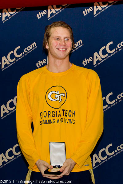 Georgia Tech Sophomore Anton Lagerqvist came from behind to win the 200 breast for the Yellow Jackets at the 2012 ACC Men's Swimming and Diving Championships.