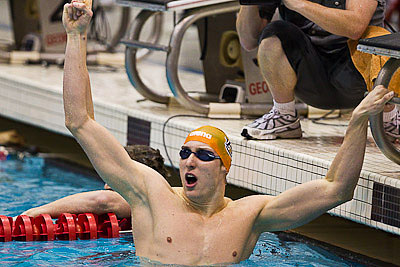 Gideon Louw of Auburn wins 100 freestyle 2010 SEC Swimming and Diving Championships