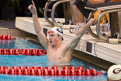 Martin Grodzky of Georgia wins 1650 at 2010 SEC Swimming and Diving Championships