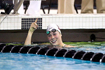 Elaine Breeden of Stanford wins 100 fly 2010 NCAA D1 Women's Swimming and Diving Championships