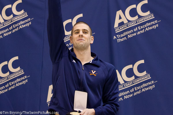 Pete Geissinger of UVA wins the 100 fly at the 2011 ACC Swimming Championships