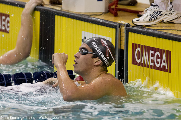 Rob Holderness of Florida State wins the 100 Breast at the 2011 ACC Swimming and Diving Championships