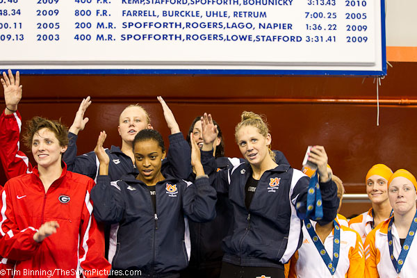Auburn wins 400 free relay at the 2011 SEC Swimming and Diving Championships