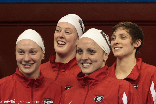 The University of Georgia women win the 800 Free Relay at the 2011 SEC Swimming and Diving Championships