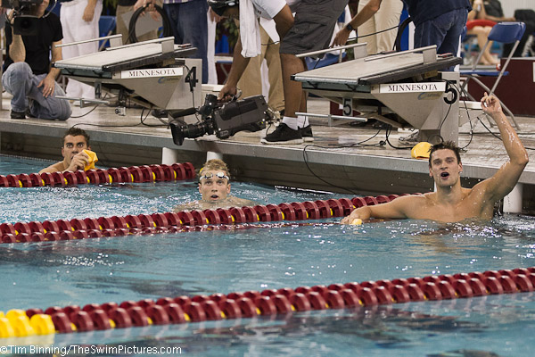 Cal goes 1-2-4 in the 100 breast at the 2011 NCAA Division I Mens Swimming and Diving Championships