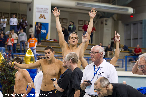 Cal wins the 400 medley relay at te Men's 2011 NCAA Swimming and Diving Championship