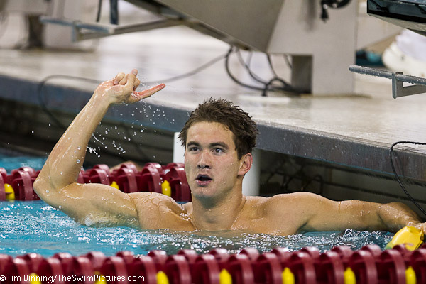 Nathan Adrian of Cal wins the 50 free at 2011 NCCA Swimming Championships