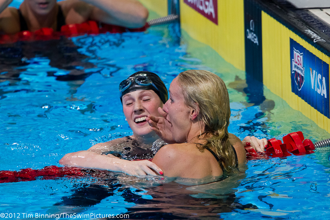 Jessica Hardy of Trojan Swim Club reacts to winning the 100 free final.