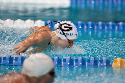 Mary Descenza of Georgia swims to second place and a World Championships team berth at the 2009 ConocoPhillips USA National Swimming Championships and World Championship Trials
