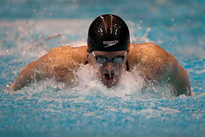 Club Wolverine's Tyler Clary swims to second place in the 200 butterfly at the 2009 ConocoPhillips USA National Swimming Championships and World Championship Trials